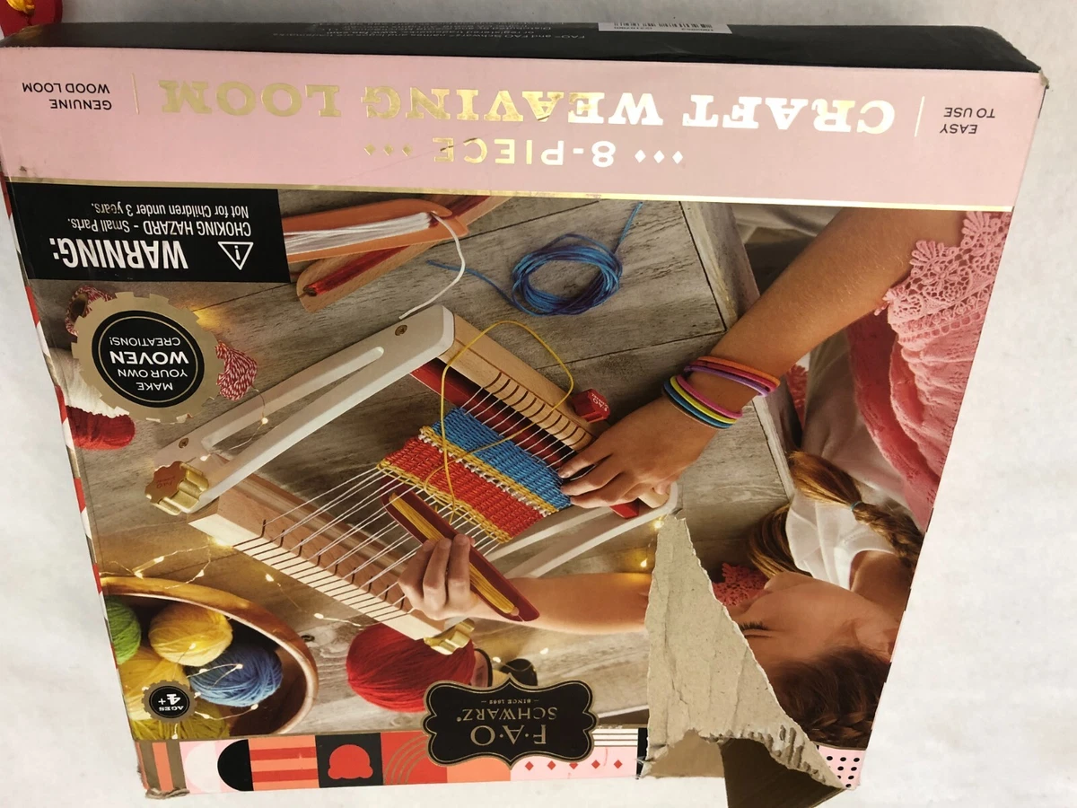 FAO SWARTZ 11.5 in Genuine Wood Weaving Loom w 3 Shuttles Lap Tabletop