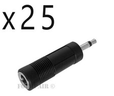 25 Pack Lot - 3.5mm Mono Male Plug to 1/4" Female Jack Audio Converter Adapter