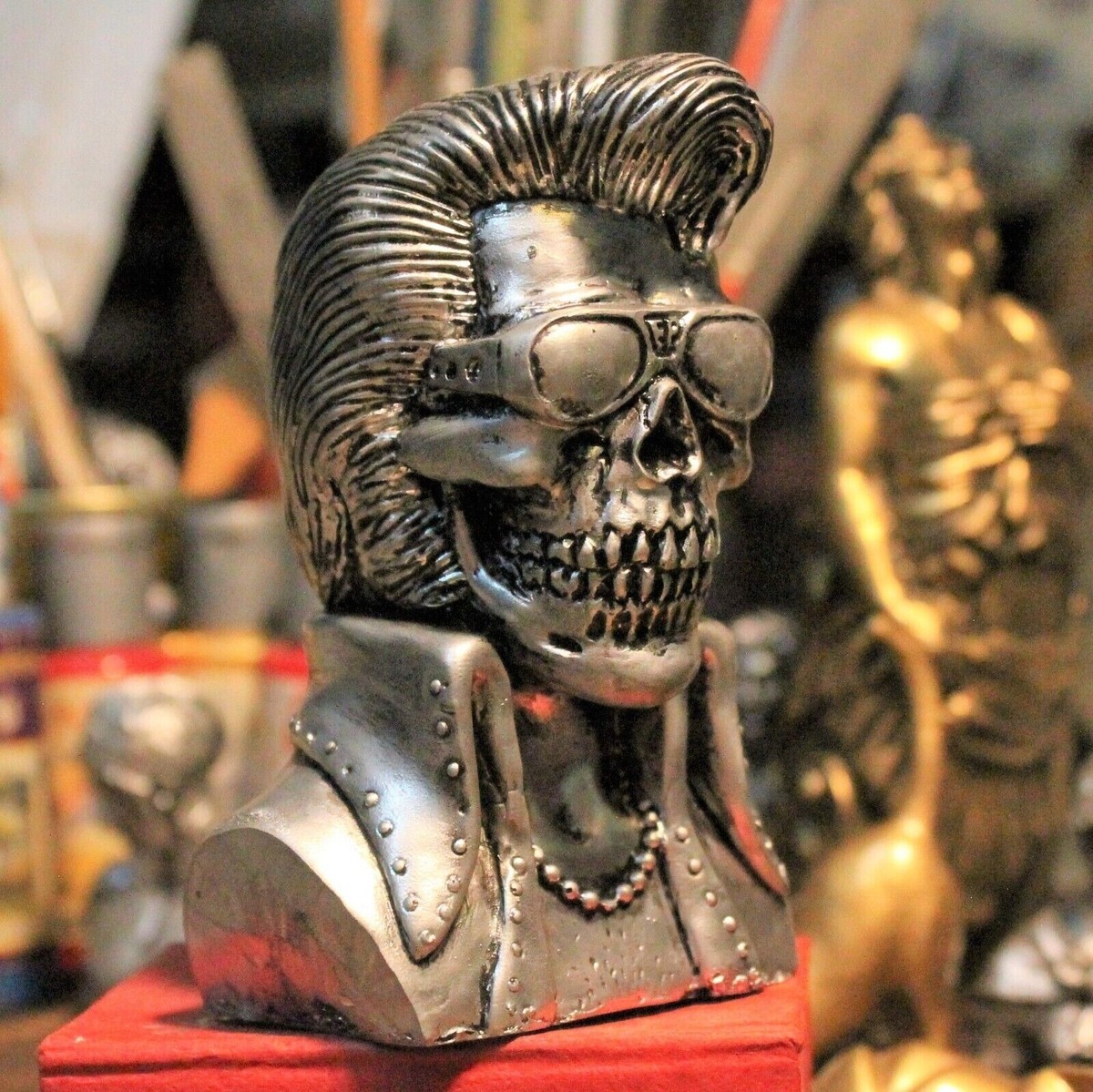 ELVIS PRESLEY ROCKABILLY SILVER SKULL ROCK BUST ROCK&ROLL 1950s