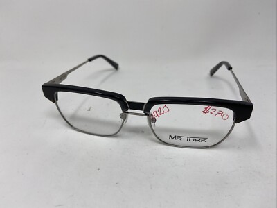 MR TURK EYEWEAR BURNHAM BLACK SILVER 53-17-145 EYEGLASSES  I96