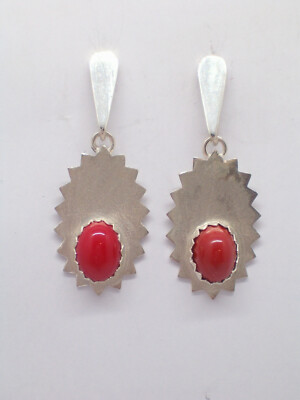Cozzi Gioielli Earrings in SILVER 925 with Red Synthetic Stone Coral Imitation