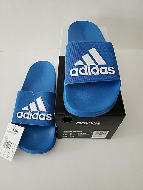 adidas Men's Adilette Shower Slides Sandals Size 10 Blue/white 001 for sale online | eBay