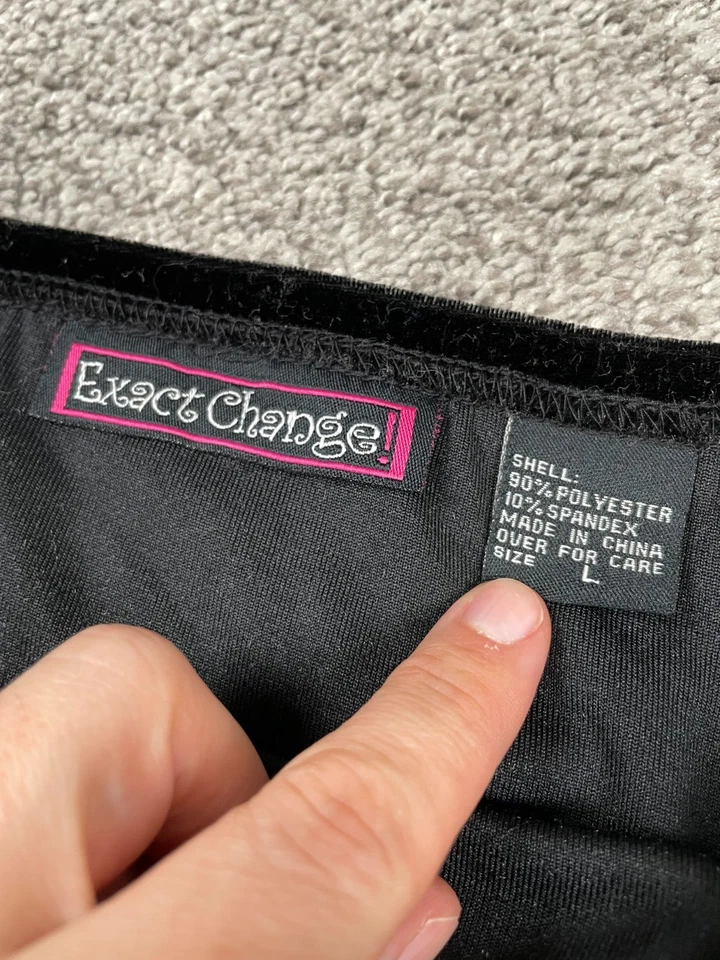 Vintage Exact Change Skirt Womens Large Black Velvet Ruffle Whimsigoth Punk Goth - Image 3 of 4