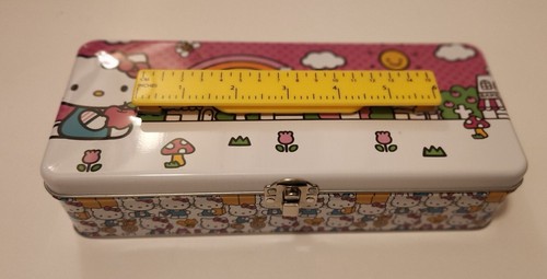 Hello Kitty Tin Box Company Large Storage Box with Ruler Handle