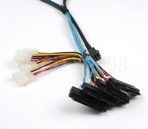 SFF-8643 Internal Mini SAS HD to 4x 29pin SFF-8482 Connectors Power 6GB/S Cable - Picture 7 of 11