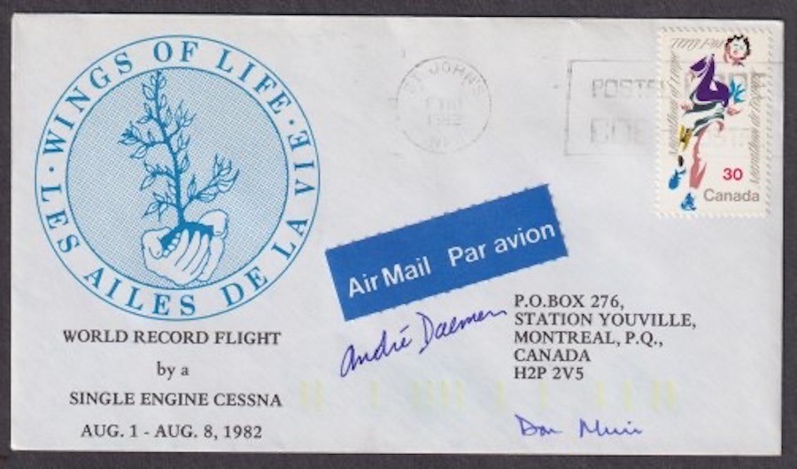 CANADA "WINGS of LIFE" HISTORIC ST JOHNS, NFLD AVIATION COVER (See Description)