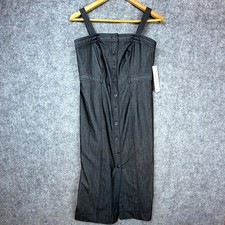 Calvin Klein Mini Tank Dress Womens 4 Grey Back Slit Button Front Office Siren