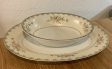 VINTAGE MEIKEI / MEIO PORZELLAN 37cm OVALE PLATTE + 25,5cm SERVIERSCHALE. 