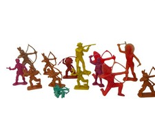 Vintage Plastic Toy Action Figures Native American Cowboy Multicolor Hong Kong