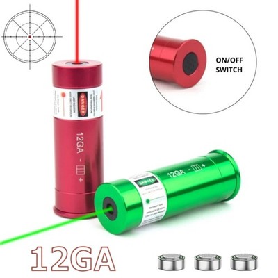 12 Gauge12GA Green Red Laser Bore Sighter with ON/OFF Switch Shotgun Boresighter