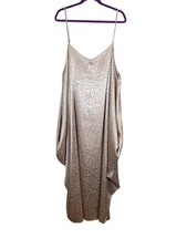 Retro Animal Print Tank Maxi Dress 1X Champagne Sexy Feminine NYE Shiny Preppy