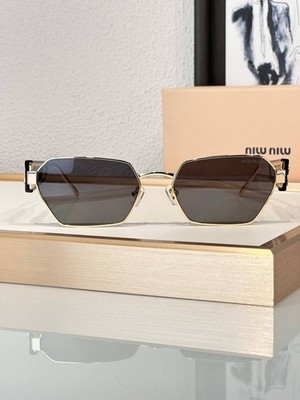 Miu Miu Black Sunglasses with Gold Logo Temples Miu Miu Sunglasses MU 09WS 1AB5S0 Black Gold Dark Grey Lens  main image 2