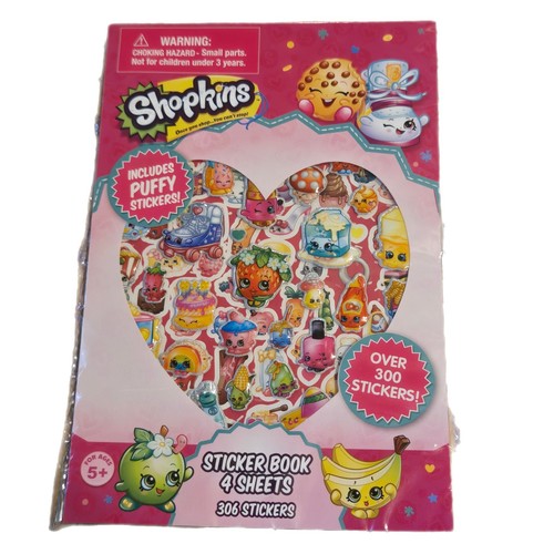 Shopkins Adesivi Puffy 4 Fogli 306 Adesivi NUOVI