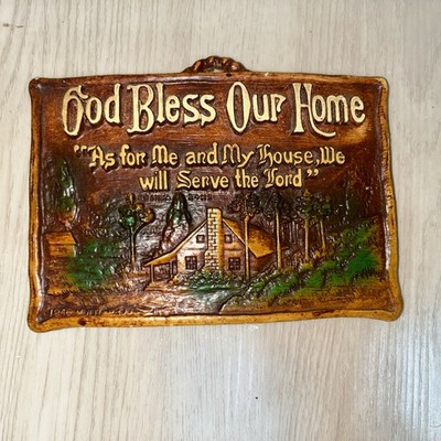 Vintage God Bless Our Home 4  X6  Plaque- Joshua 24:15