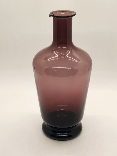 Vintage Amethyst Purple Glass Decanter Has Small Spout Decanter w/Stopper 8.25" - Picture 4 of 17