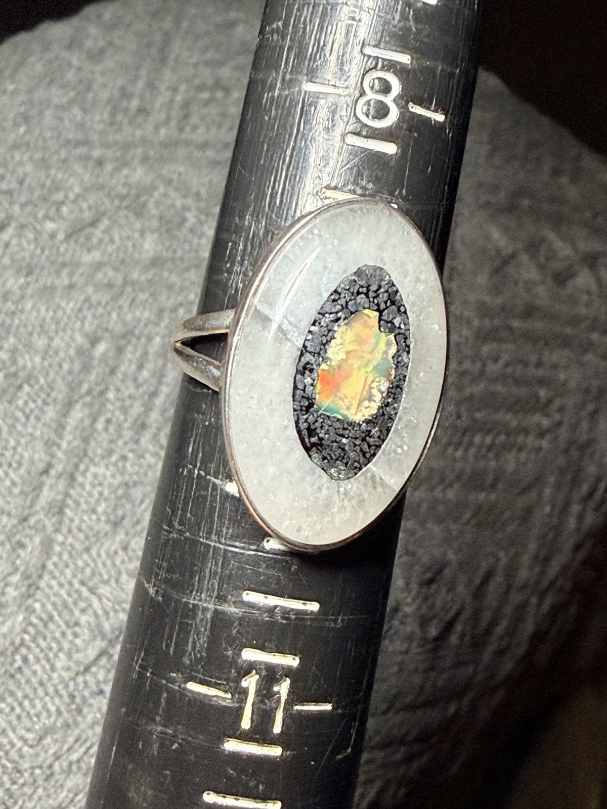 Boulder Opal Pyrite Quartz Statement Ring 925 Ste… - image 22