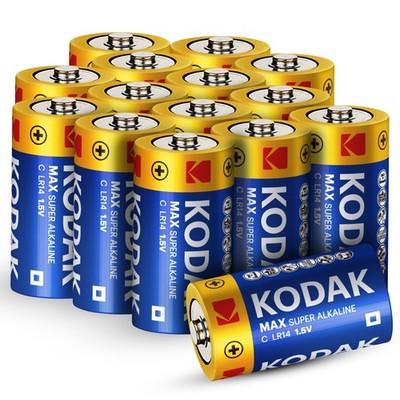 Kodak C Batterien LR14 16er Pack 1,5V lange Dauer Max Super Alkaline Batterien