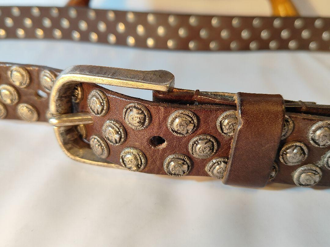 小物 DIESEL - design studs belt Diesel Men Vintage Design Studded Belt Genuine Leather