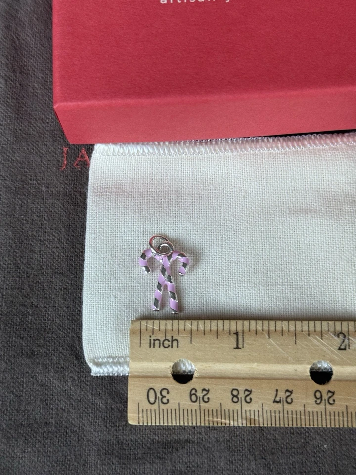 James Avery Edición Limitada Esmalte Rosa Bastones de Caramelo Dije Plata Nuevo en Caja Foto 3 de 4
