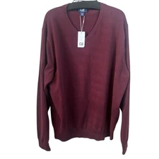 NWT Mens Cutter & Buck Burgundy Red Long Sleeve V-Neck Cotton Blend Sweater XXXL