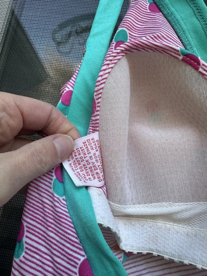 Traje de baño vintage Gabar cerezas/rayas sujetador incorporado de una pieza EE. UU. 8 Foto 3 de 4