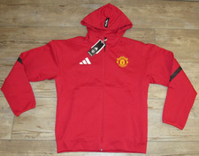 adidas Manchester United Full Zip Anthem Red Hooded Jacket 110 Men's size Small