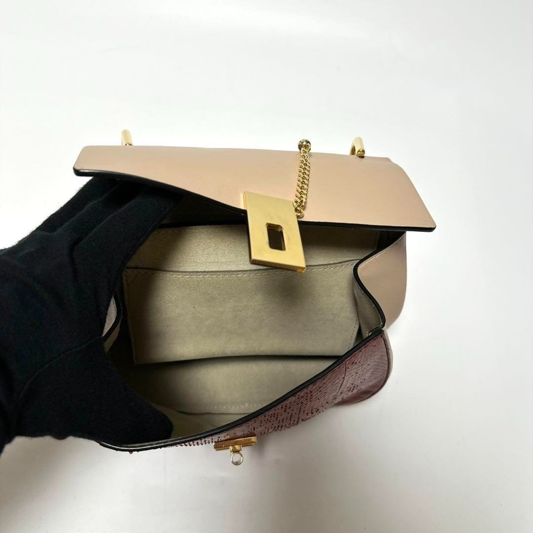 Chloe Drew Chain Shoulder Bag Python Pattern Leat… - image 9