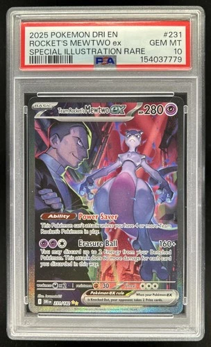 2025 Pokemon Destined Rivals Team Rocket's Mewtwo ex #231/182 PSA 10 GEM MINT