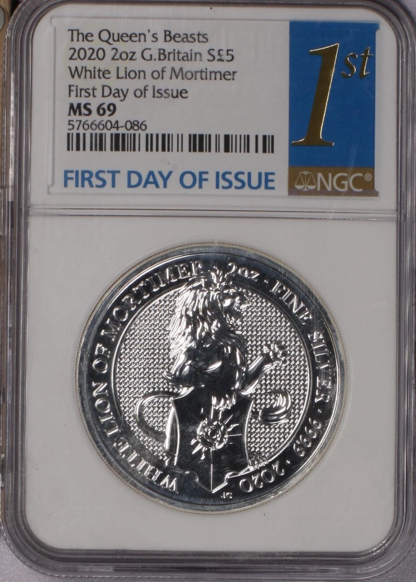 2016年 2oz 銀貨 クイーンズビースト NGC MS69 2 oz Precious Metal Content per Unit Grade MS 69 NGC Certified