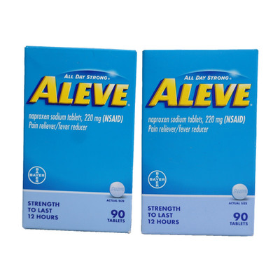 2 PACK Aleve Naproxen Sodium Pain Relief Tablets, 220 mg 90 Tablets, EXP 03/2026