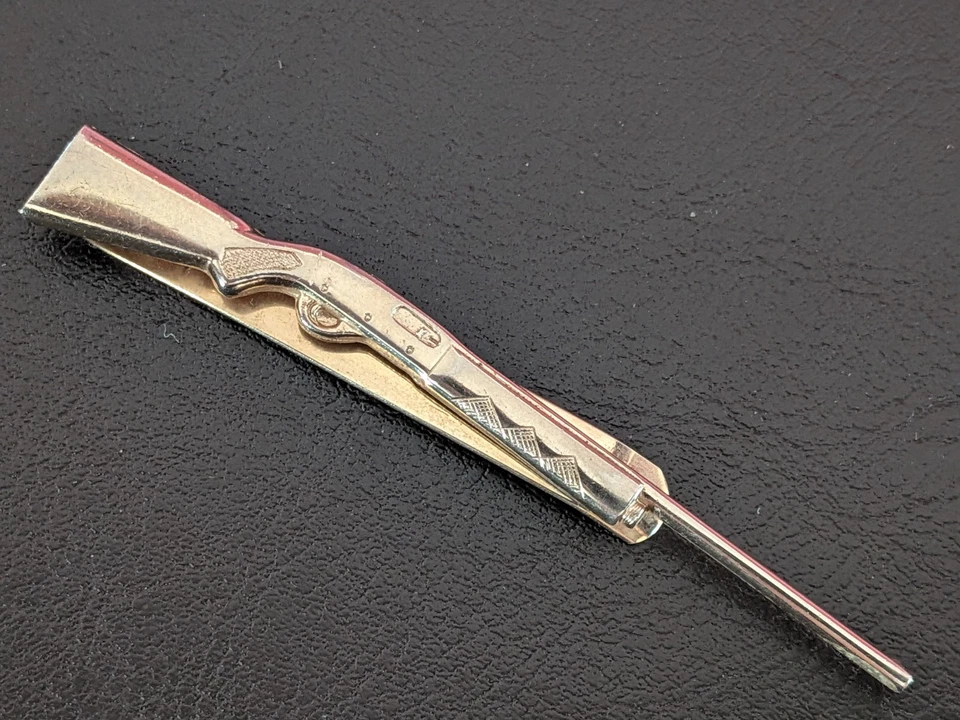 Clips de corbata 2 rifle y espada tono dorado Anson y sin firmar Foto 3 de 4