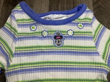 Vintage Disney Minnie Mouse Ribbed Stripe T Shirt With Ruffles 3T