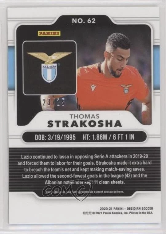 2020-21 Panini Obsidian Electric Etch Green /25 Thomas Strakosha #62 - Image 2 of 2
