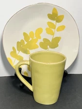 Crate & Barrel “Marin Flora”  Collection Salad Plate And Mug Luncheon Set