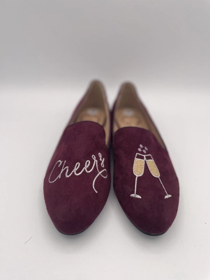 Mocasín plano C. Wonder Cheer para mujer talla 8,5 rojo gamuza sin cordones conversacional Foto 2 de 4