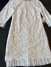 New Vince Camuto Lace Dress 2 Ivory Cream Lined 3/4 Sleeve Feminine Romantic