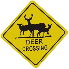 "Deer Xing" Crossing Sign, Animal Deer 12 x 12 x 0.04 Inches, Yellow-Deer