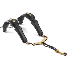 High Quality Saxophone Strap Adjustable Black For Tenor Alto Sax PU Leather