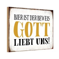Holzschild 12X18 Cm Bier Ist Beweis Gott Liebt Uns Deko Geschenk Holz Schild