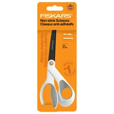 Fiskars Non-Stick Titanium Bent Handle Scissors [SoftGrip]: 8 in. / 1-pack White
