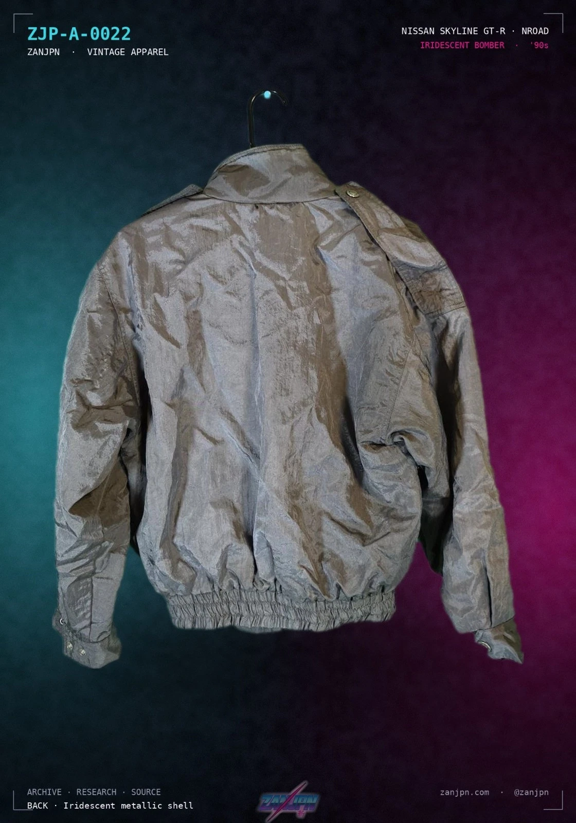 Vintage 90s Nissan Skyline GT-R NROAD Iridescent Bomber Jacket Men's XS JDM - product detail image 2