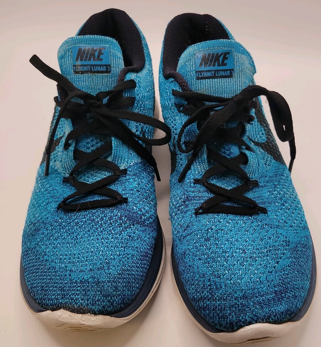 Nike Flyknit Lunar 3 Shoes Mens Size 11.5 Multicolor Running Sneakers Lunarlon Nike Flyknit Lunar 3 698181-401 Blue White Running Shoes  main image 4