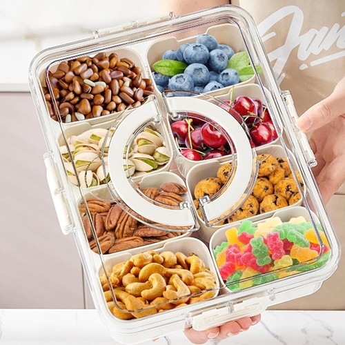 Snackbox Behälter mit Geschirraufbewahrung geteilt Serviertablett + Deckel DHL - Bild 21 von 24