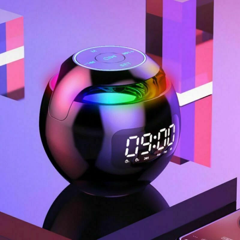 Bluetooth 5.0 Ball Music Speaker LED Display Alarm Clock FM Radio Music Players - Image 4 of 4