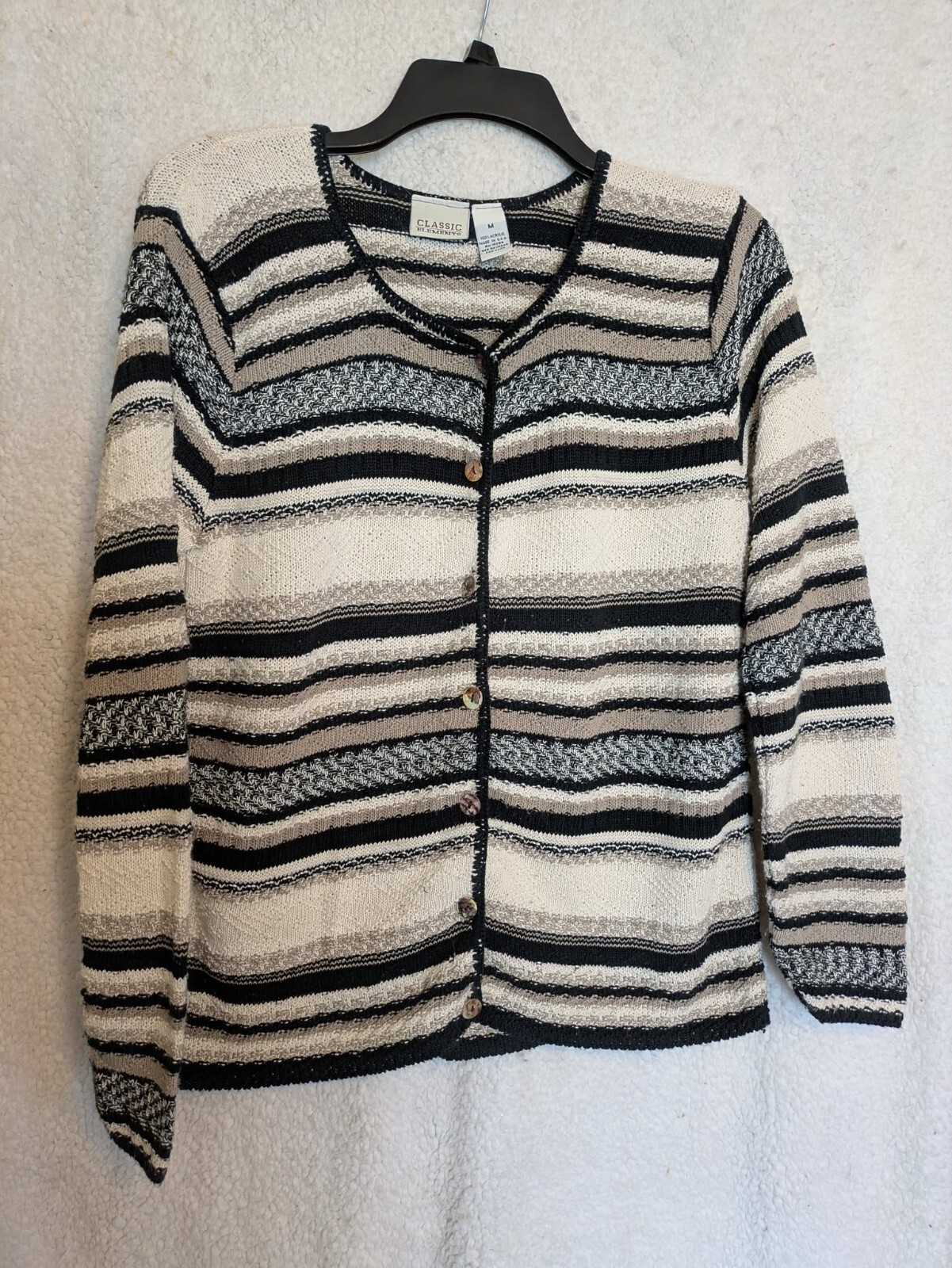 Classic Elements-Striped Button down Black/brown … - image 1