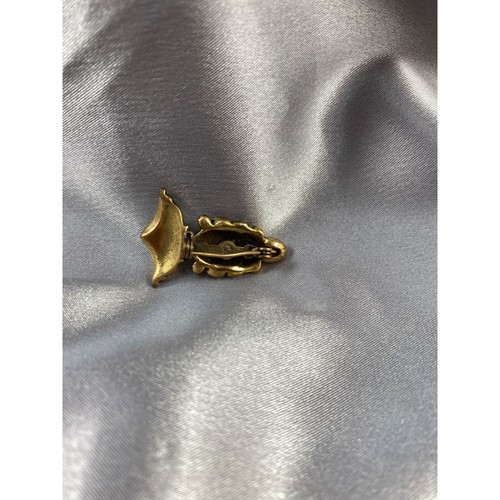 Figural Antique Gold & Emerald Green Pin Brooch Siamese Asian Small - Picture 5 of 6