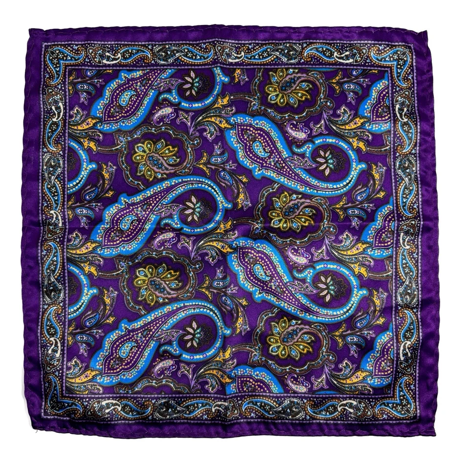  (Маленький 9») фиолетовый и синий пейсли карман квадратный - Изображение 3 из 4