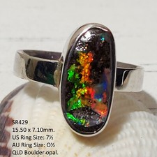 Natural Australian Opal Ring Handmade 925 Sterling Silver Gift Jewelry SR429