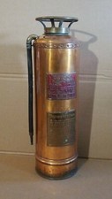 VINTAGE CHILDS COPPER AND BRASS FIRE EXTINGUISHER with HANGING BRACKET
