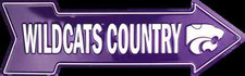 KANSAS STATE UNIVERSITY WILDCATS COUNTRY EMBOSSED METAL ARROW SIGN MAN CAVE